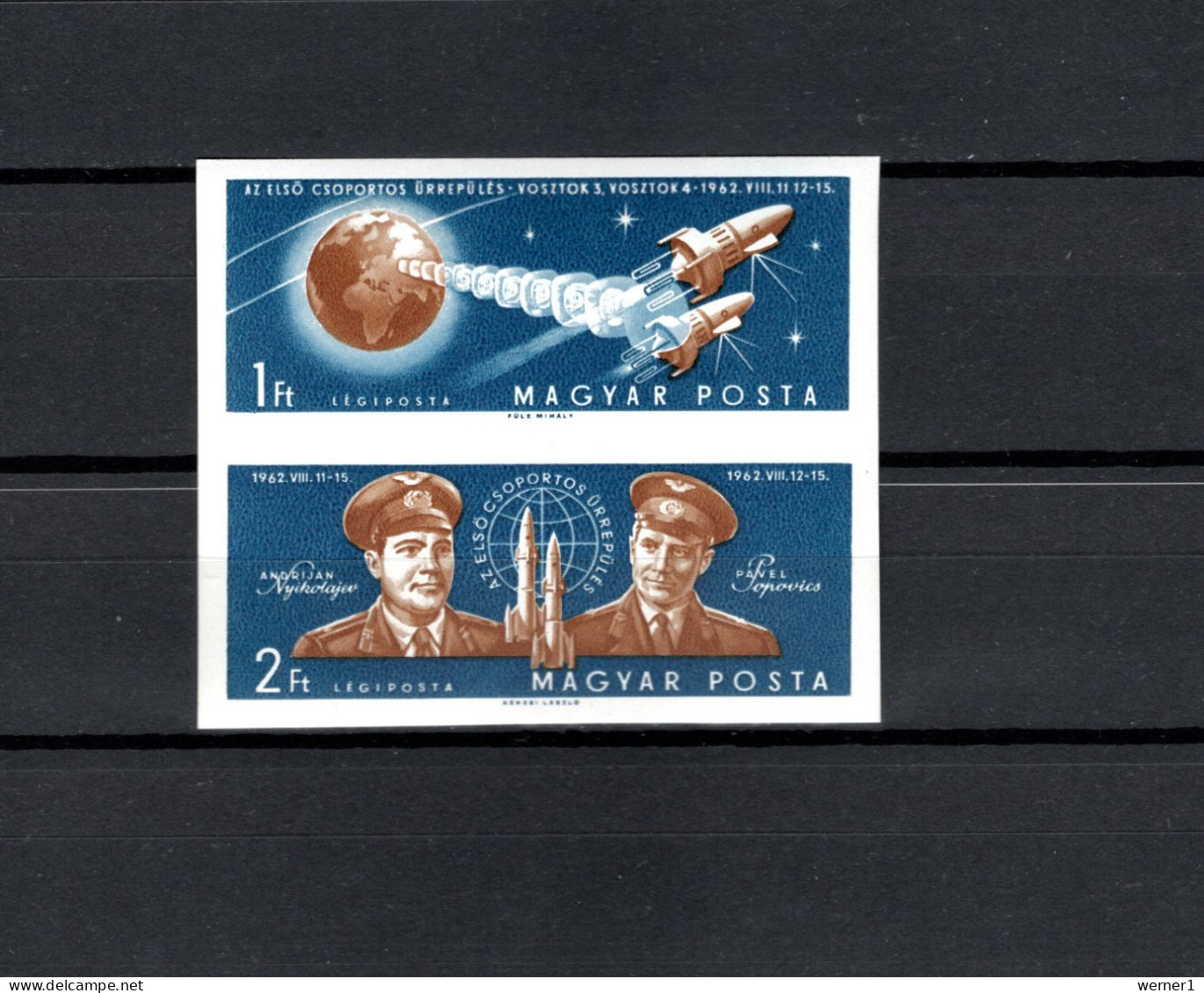 Hungary 1962 Space, Vostok 3 And 4 Set Of 2 Imperf. MNH -scarce- - Europe