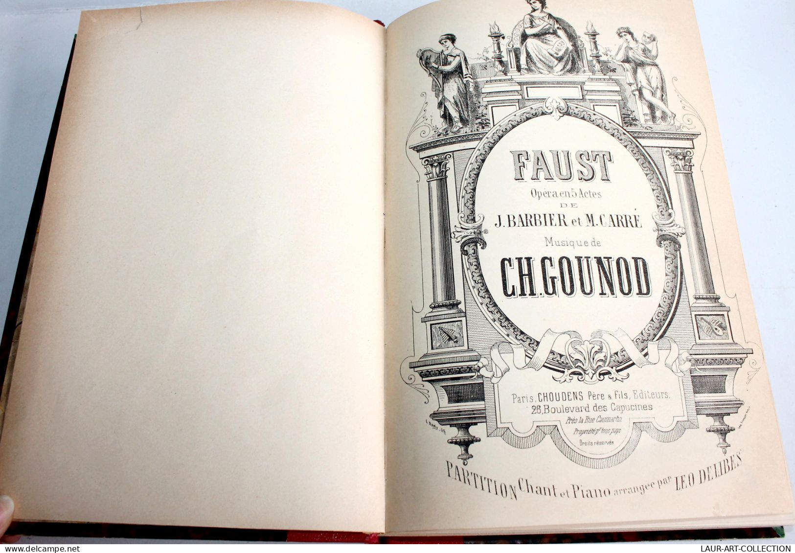 FAUST OPERA EN 5 ACTES DE BARBIER & CARRE, MUSIQUE GOUNOD, PARTITION PIANO CHANT, ANCIEN LIVRE XIXe SIECLE (1803.216) - Musik