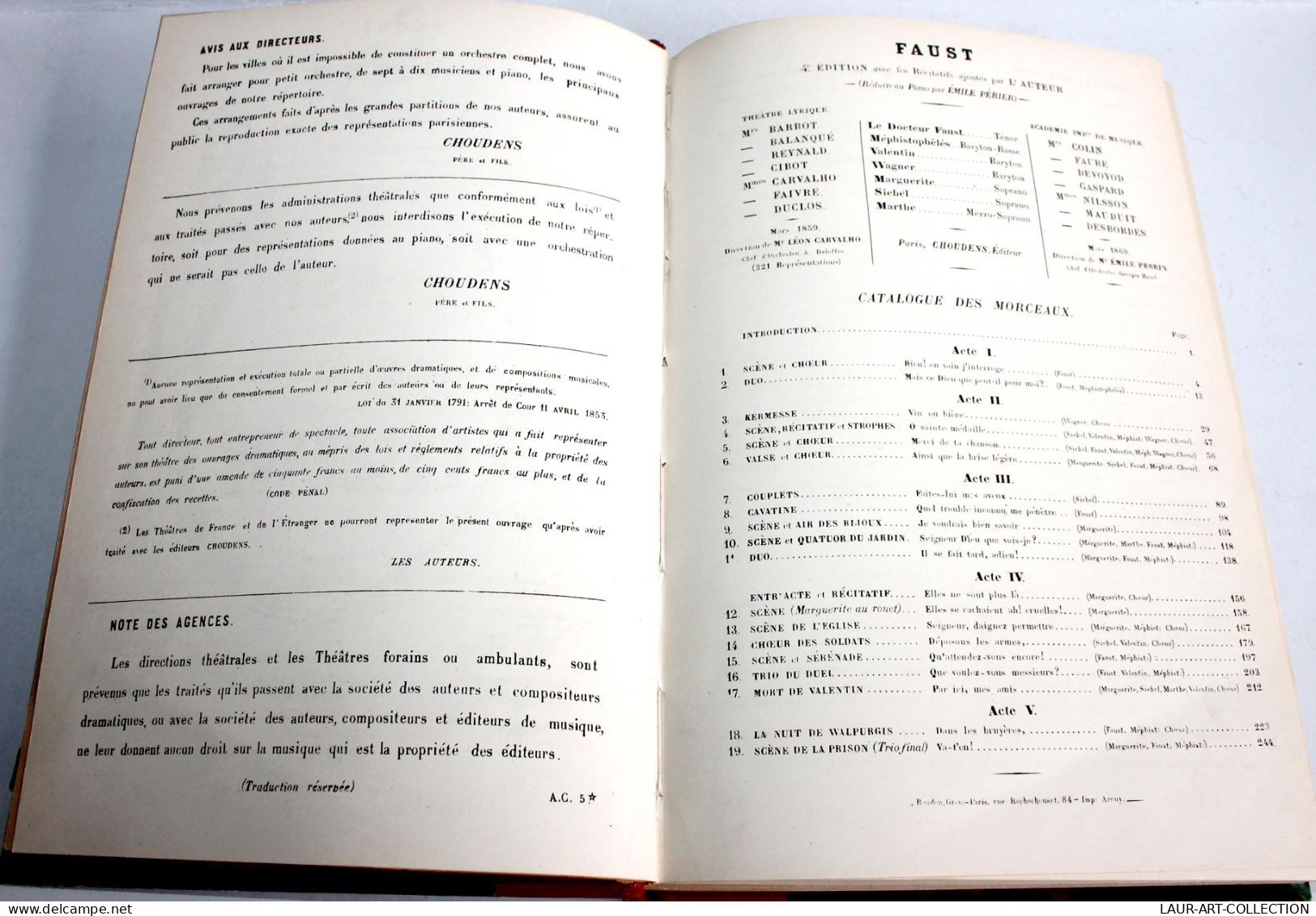 FAUST OPERA EN 5 ACTES DE BARBIER & CARRE, MUSIQUE GOUNOD, PARTITION PIANO CHANT, ANCIEN LIVRE XIXe SIECLE (1803.216) - Musique