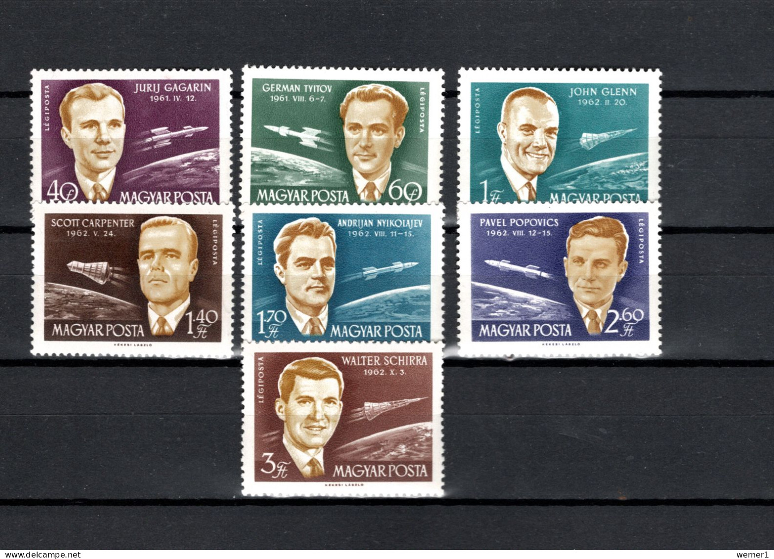 Hungary 1962 Space, Astronauts And Cosmonauts Set Of 7 MNH - Europe