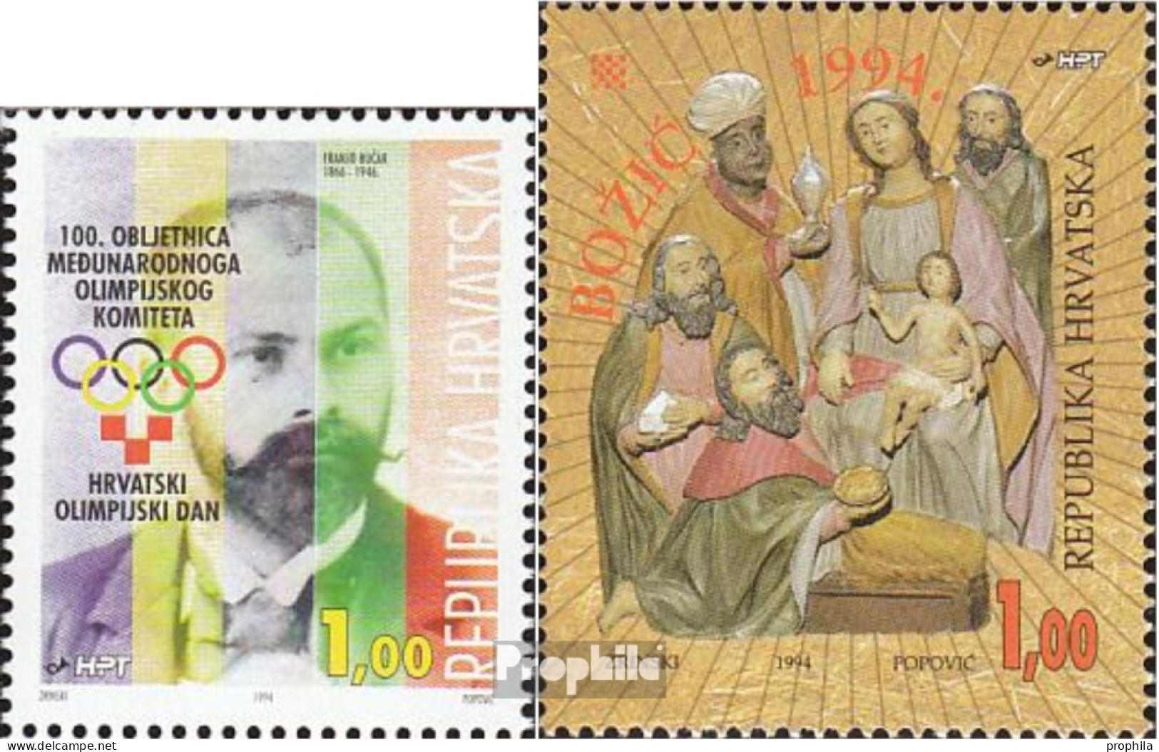 Kroatien 292,304 (kompl.Ausg.) Postfrisch 1994 Olympia, Weihnachten - Croazia