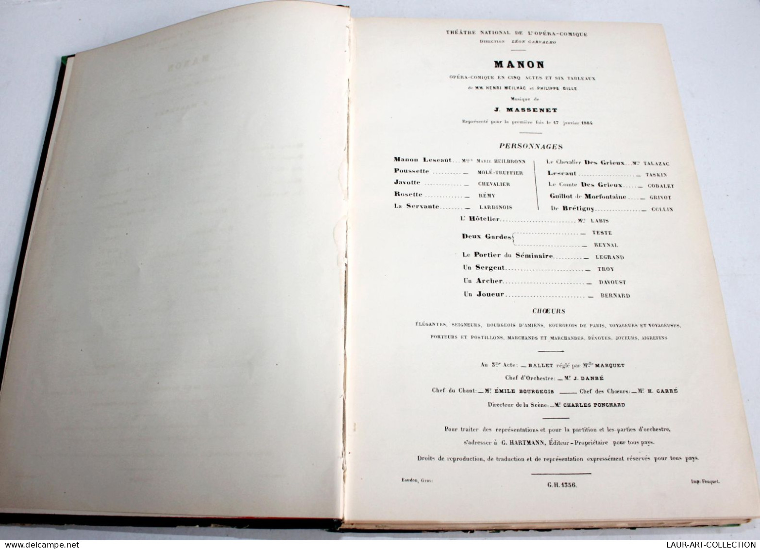 MANON OPERA COMIQUE EN 5 ACTES 6 TABLEAUX De MEILHAC & GILLE MUSIQUE De MASSENET, ANCIEN LIVRE XIXe SIECLE (1803.217) - Muziek