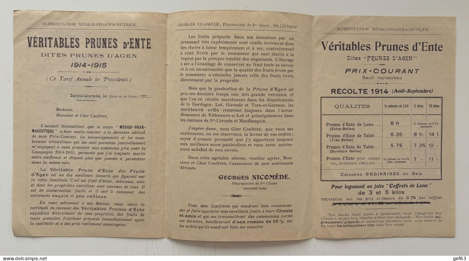 Publicité - Véritables Prunes D'Ente Dites Prunes D'Agen - Advertising