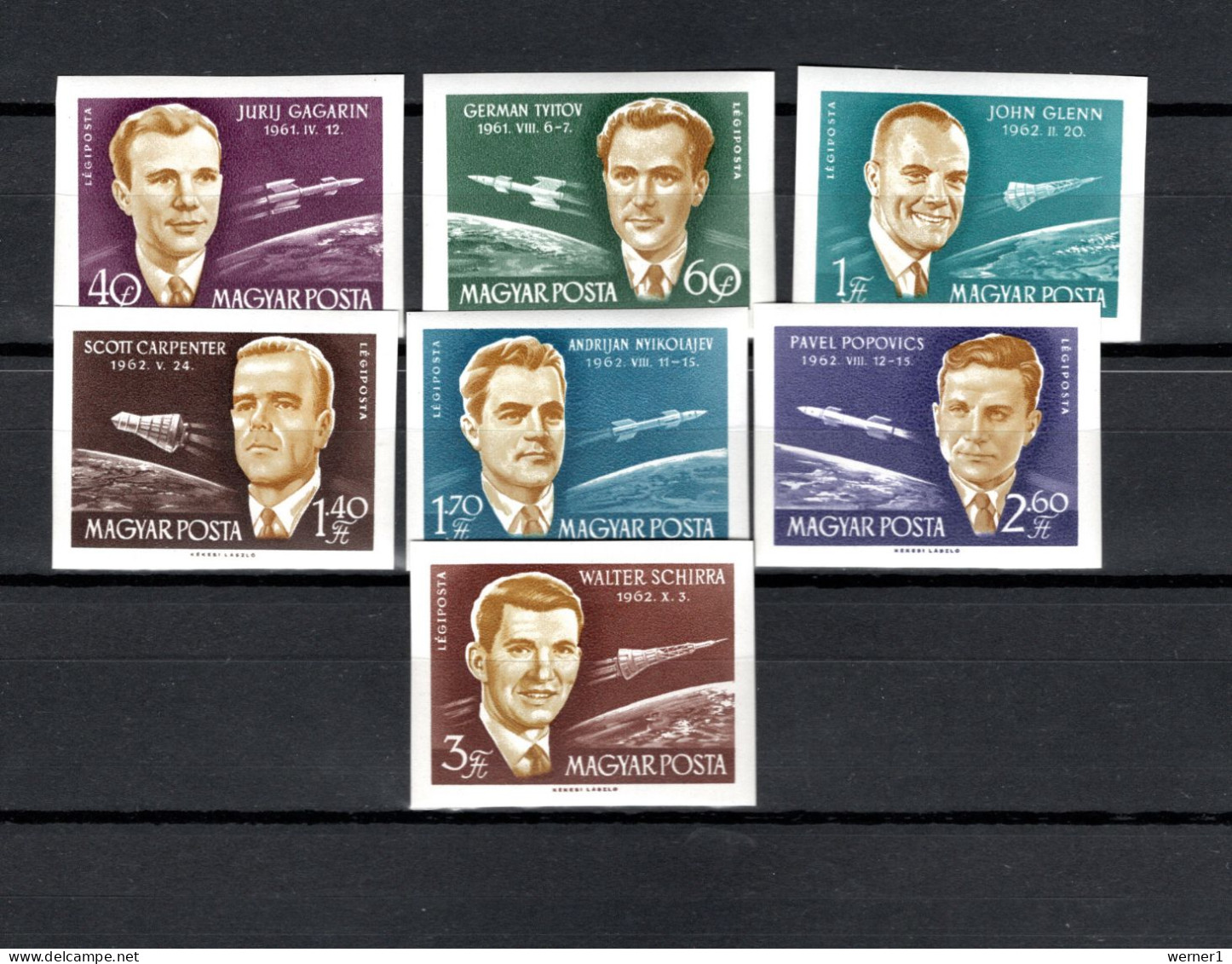 Hungary 1962 Space, Astronauts And Cosmonauts Set Of 7 Imperf. MNH -scarce- - Europe