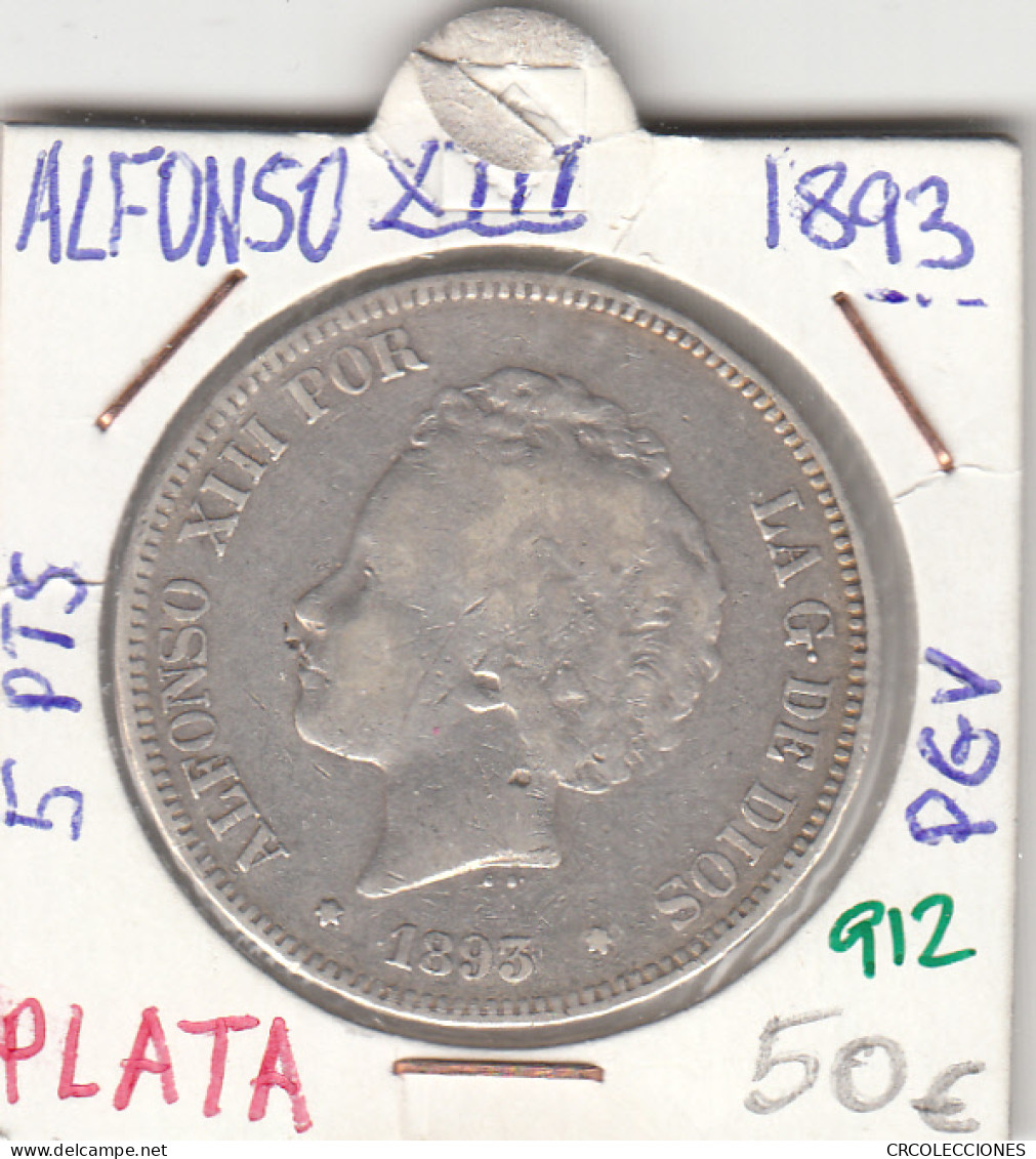 CRE0912 MONEDA ESPAÑA 5 PESETAS ALFONSO XIII 1896 PGV PLATA - Otros & Sin Clasificación