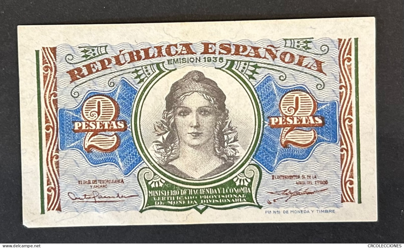 CRBS0909 BILLETE ESPAÑA 2 PESETAS EMISION 1936 - Sonstige & Ohne Zuordnung