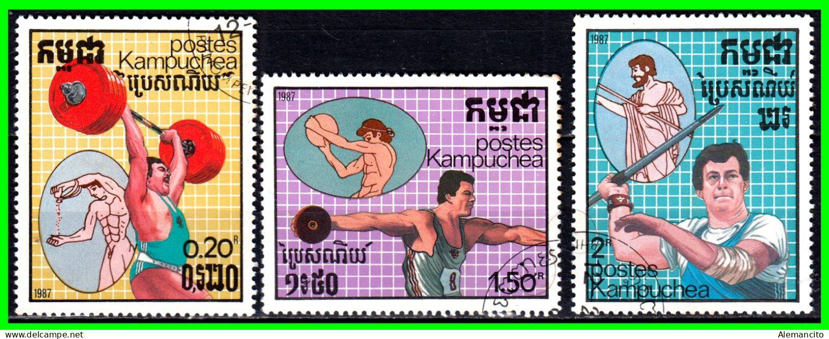R.P. KAMPUCHEA - CAMBOYA - ( ASIA ) SELLOS  AÑO 1987 TEMATICA DEPORTES - Kampuchea