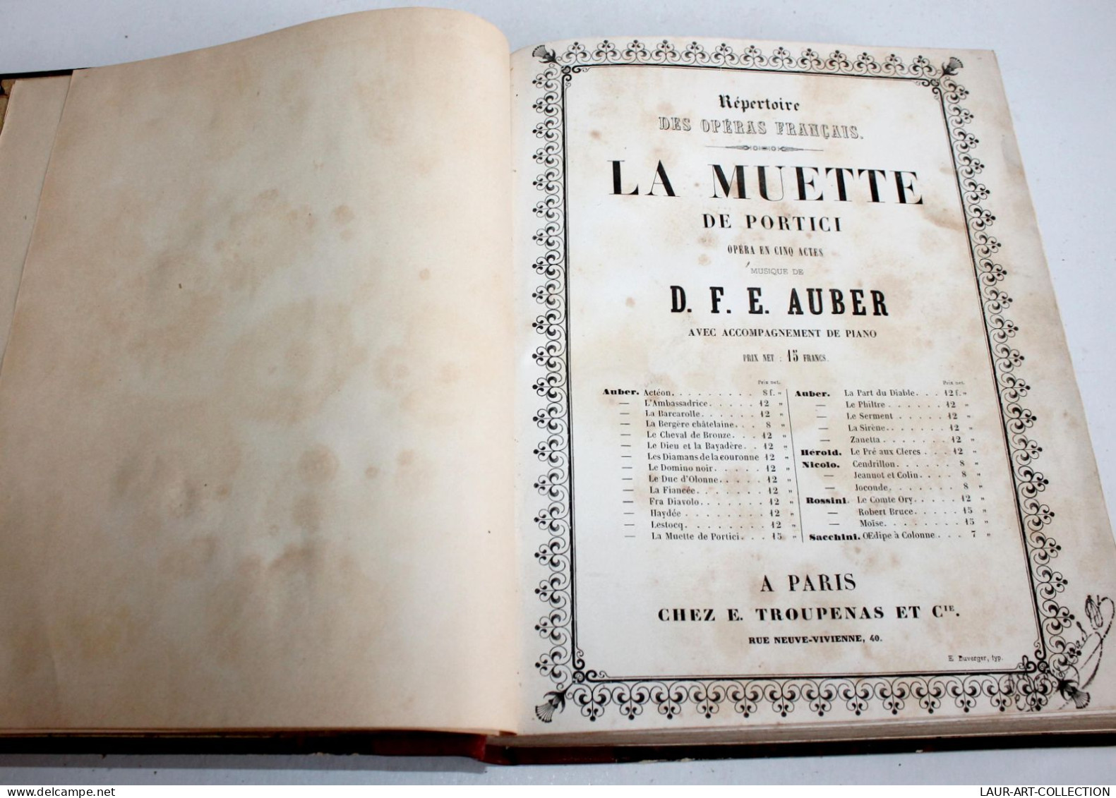 LA MUETTE DE PORTICI OPERA EN 5 ACTES, MUSIQUE De AUBER, PARTITION CHANT & PIANO, ANCIEN LIVRE XIXe SIECLE (1803.221) - Musik