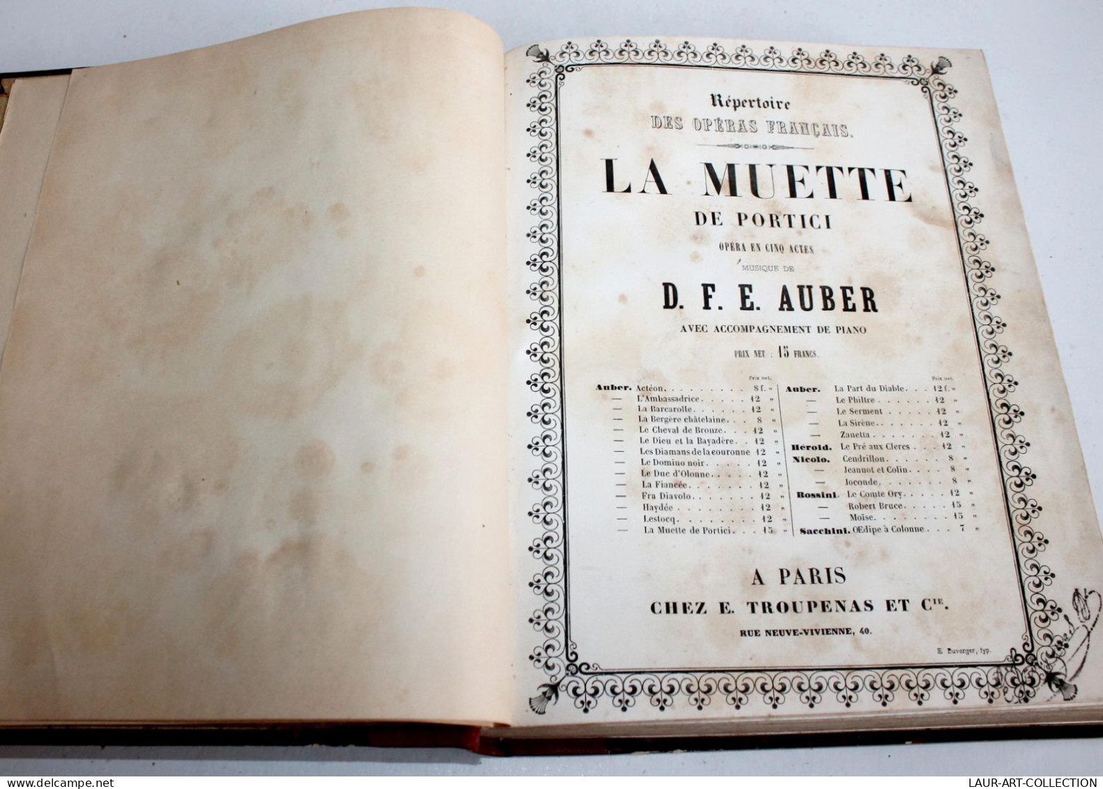 LA MUETTE DE PORTICI OPERA EN 5 ACTES, MUSIQUE De AUBER, PARTITION CHANT & PIANO, ANCIEN LIVRE XIXe SIECLE (1803.221) - Musique