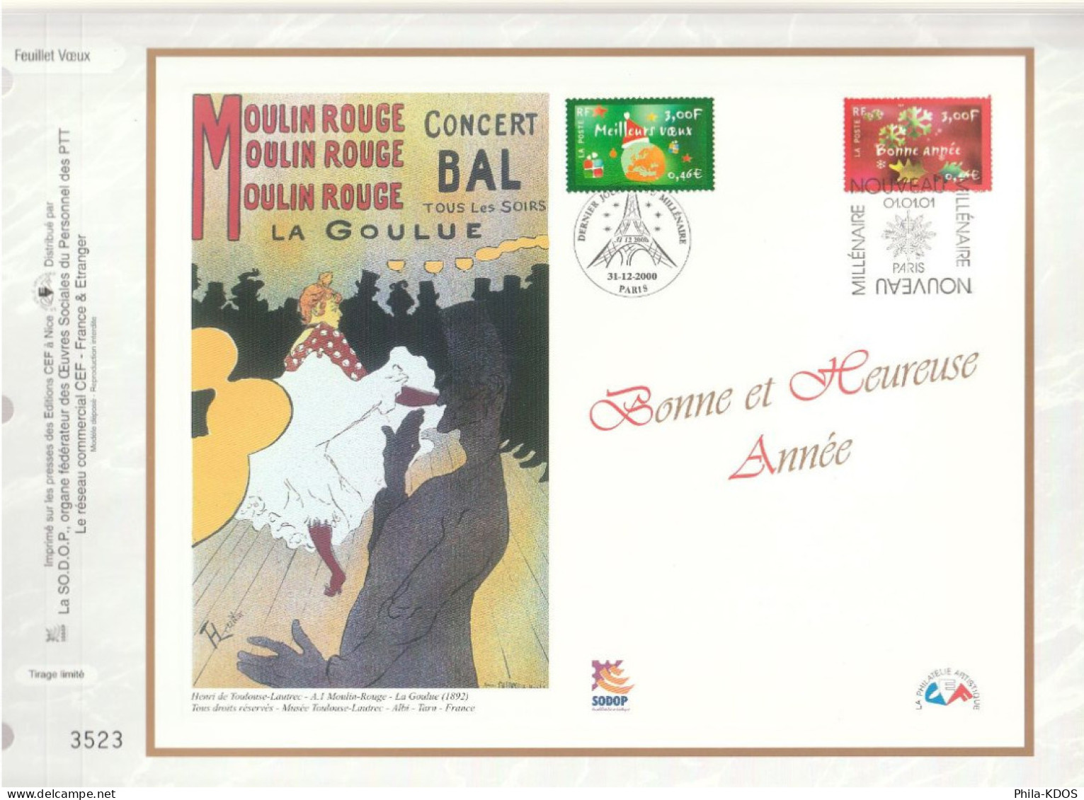 " MEILLEURS VOEUX / DERNIER JOUR 2000 - 1ER JOUR 2001 ". Sur Feuillet CEF De 2000 Parfait état FDC à Saisir ! - 2000-2009