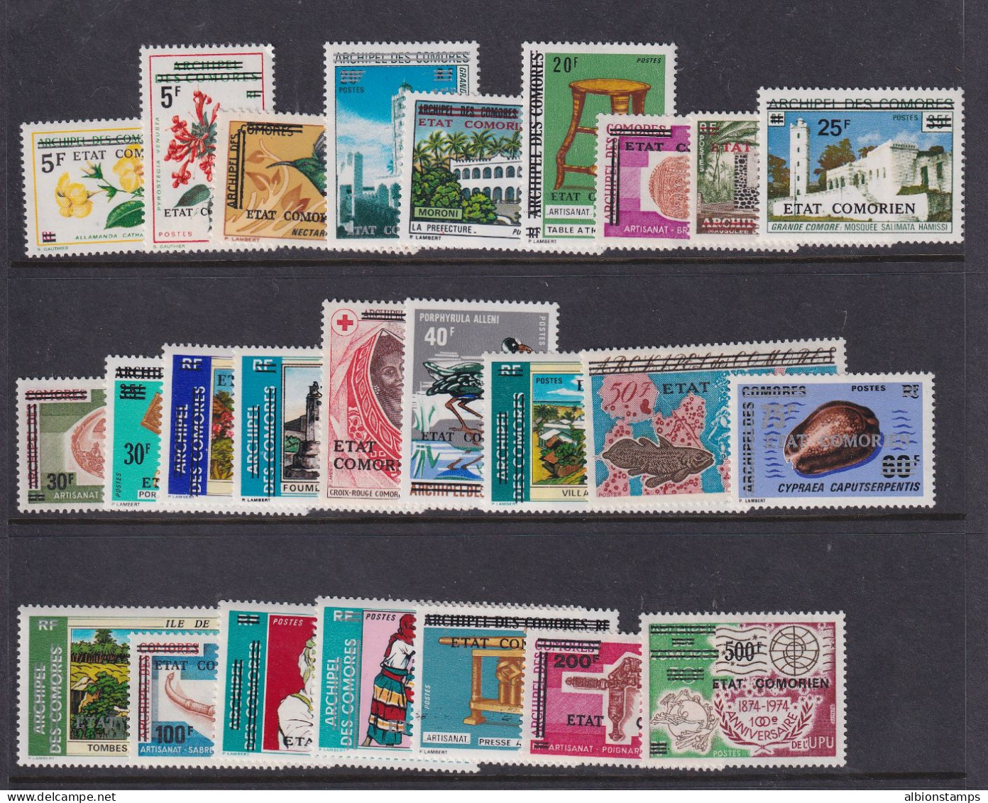 Comoros, Scott 131-155, MLH - Unused Stamps