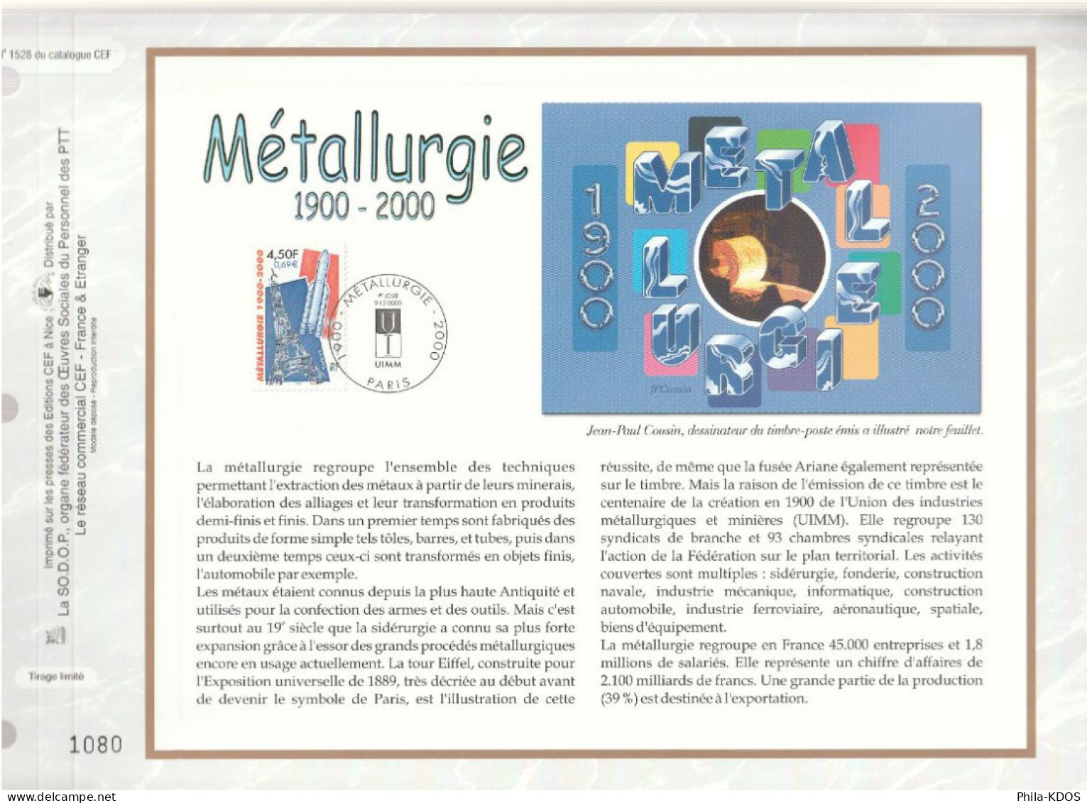 " METALLURGIE ". Sur Feuillet CEF De 2000. N° 1528. N° YT 3366. Parfait état FDC à Saisir ! - Andere & Zonder Classificatie