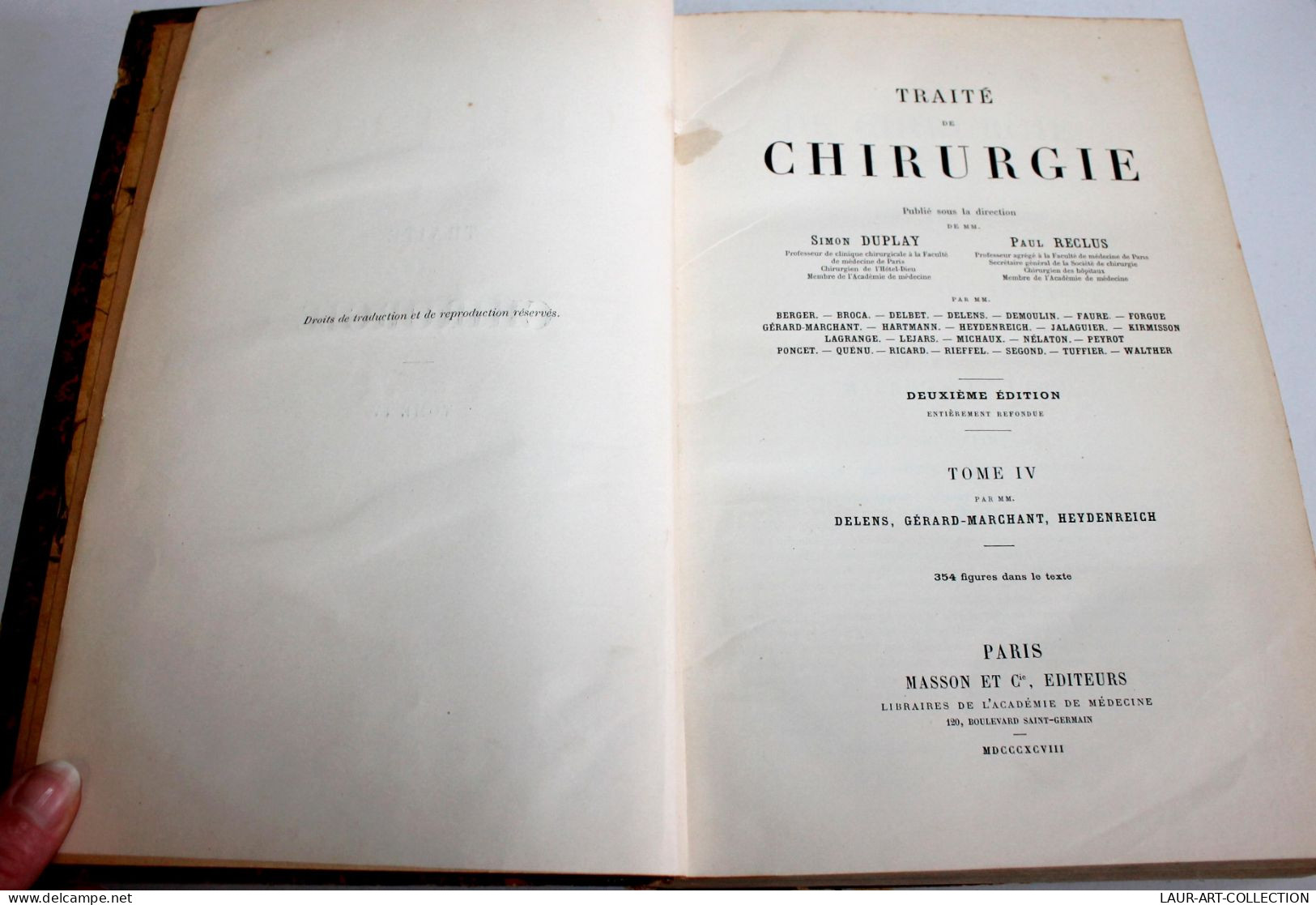 MEDECINE TRAITE DE CHIRURGIE DUPLAY RECLUS T4 MALADIE DE L'OEIL NEZ PHARYNX 1898 / ANCIEN LIVRE XIXe SIECLE (1803.220) - Santé