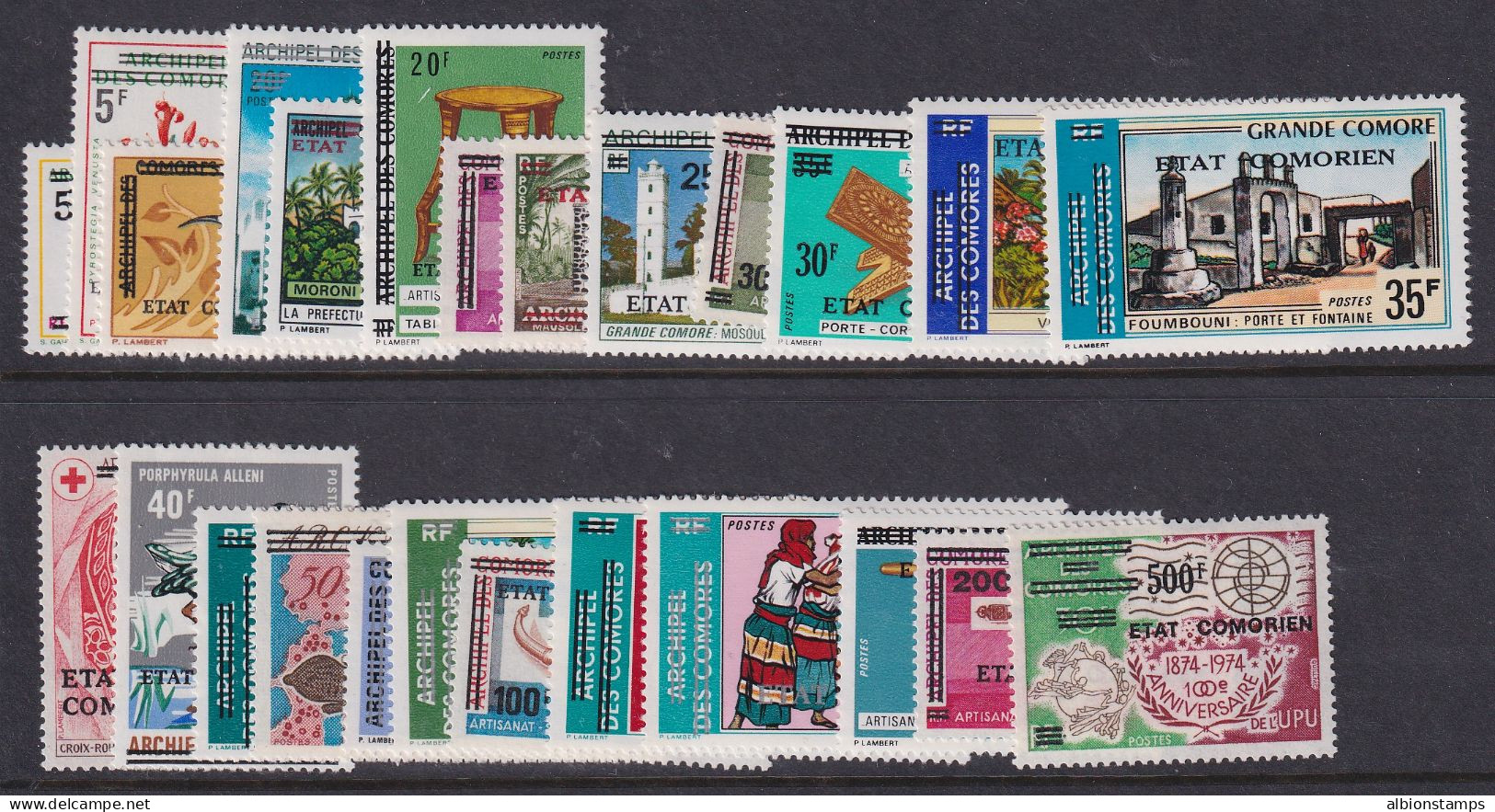 Comoros, Scott 131-155, MLH - Unused Stamps