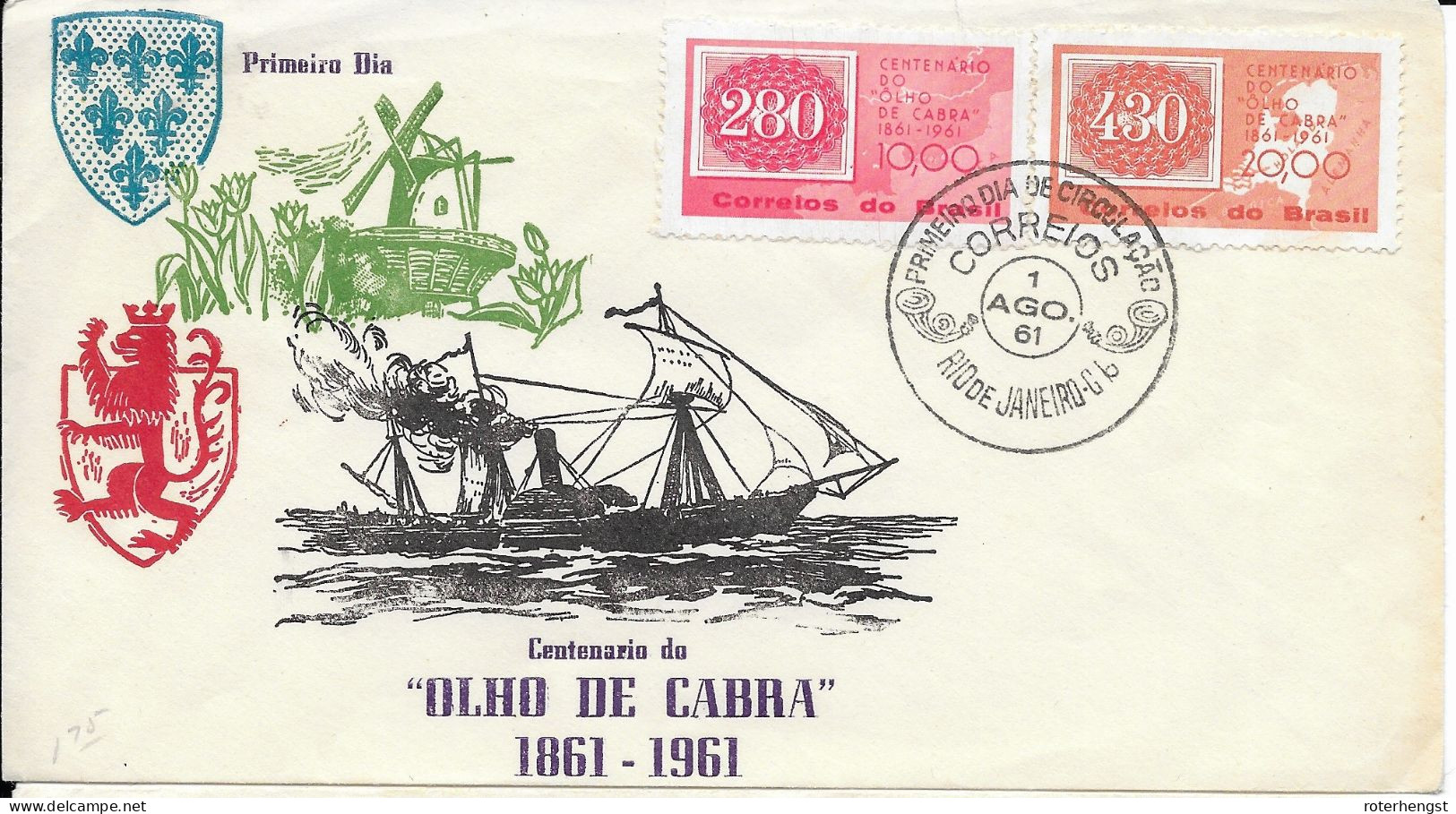 Brazil 1961 Stamps On Stamps FDC With Ship - FDC