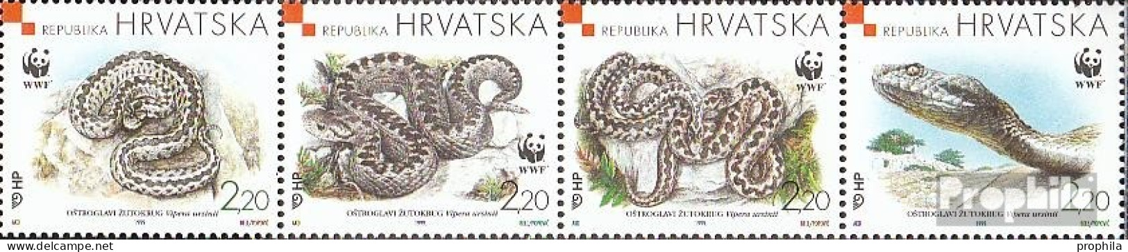 Kroatien 500-503 Viererstreifen (kompl.Ausg.) Postfrisch 1999 Naturschutz Wiesenotter - Kroatien