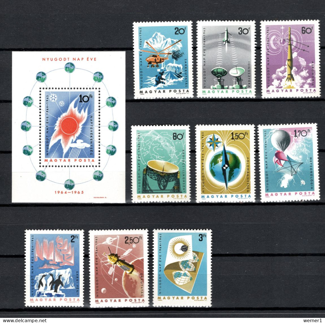 Hungary 1965 Space, International Year Of The Quiet Sun Set Of 9 + S/s MNH - Europe