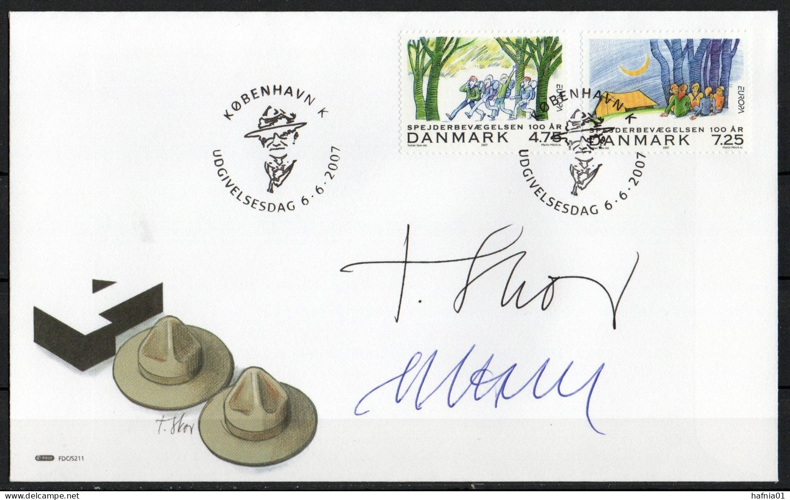 Martin Mörck. Denmark 2007. CEPT. Scouting. Michel 1470 - 1471 FDC. Signed. - FDC