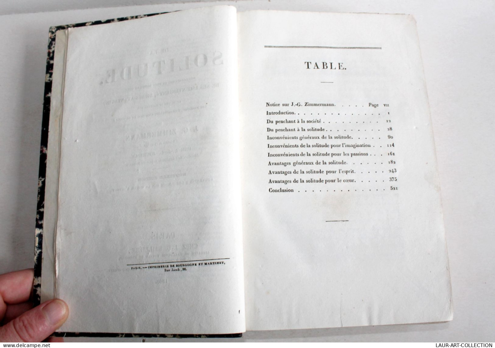 DE LA SOLITUDE DES CAUSES QUI FONT NAITRE LE GOUT Par ZIMMERMANN 1840 BAILLIERE, ANCIEN LIVRE XIXe SIECLE (1803.222) - 1801-1900