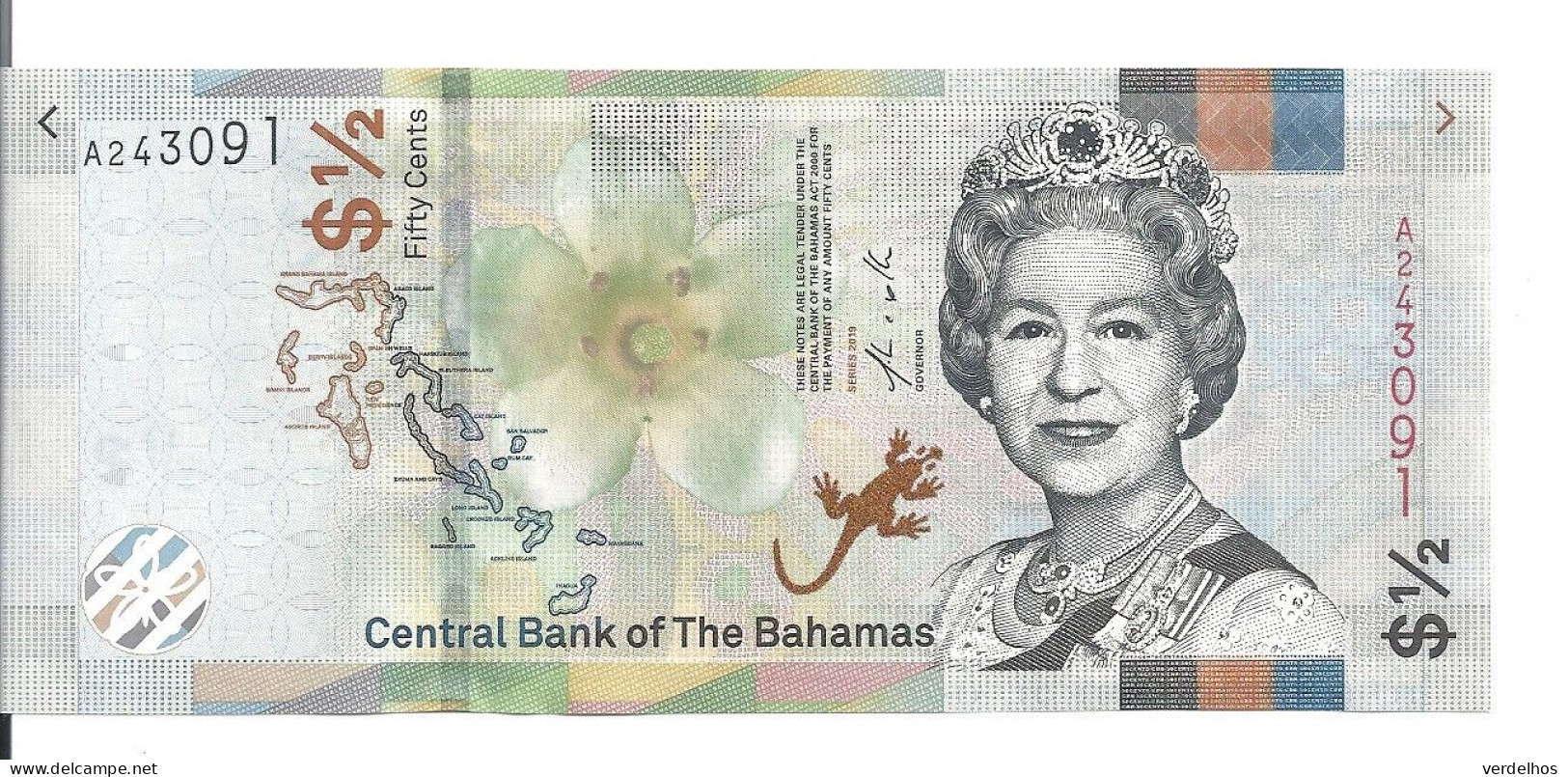 BAHAMAS 50 CENTS 2019 UNC P 77 - Bahama's