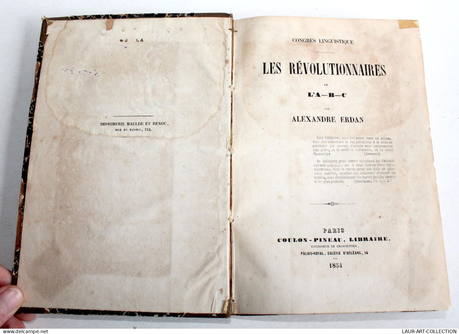 RARE! CONGRES LINGUISTIQUE LES REVOLUTIONNAIRES DE L'A-B-C Par ERDAN 1854 COULON / ANCIEN LIVRE XIXe SIECLE (1803.224) - 1801-1900