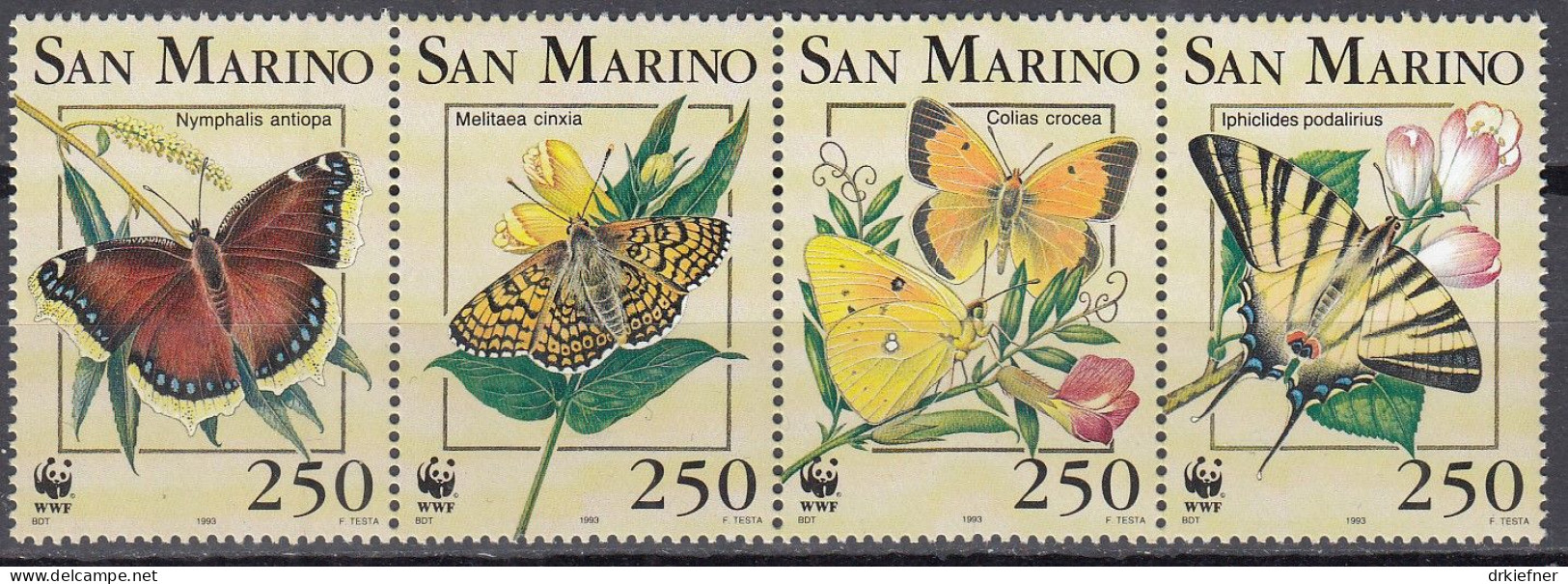 SAN MARINO  1535-1538, Postfrisch **, WWF, Weltweiter Naturschutz: Schmetterlinge, 1993 - Niue