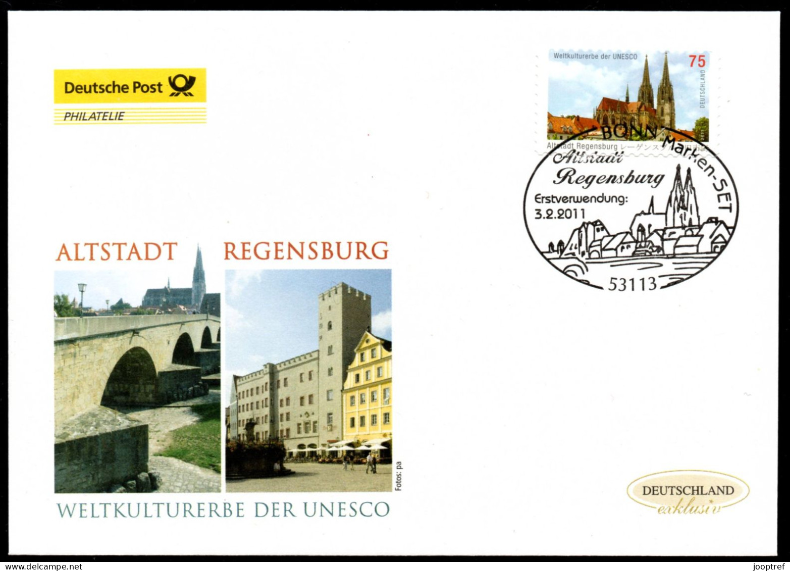 2011 Joint Germany And Japan, OFFICIAL FDC GERMANY WITH STAMP + SPECIAL POSTMARK: World Heritage Site - Gemeinschaftsausgaben