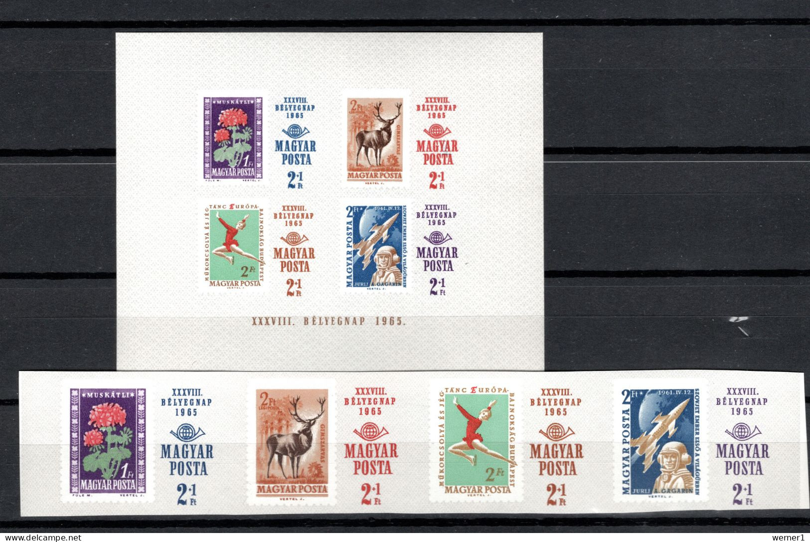 Hungary 1965 Space, Stamp Day, Sport Etc. Set Of 4 + S/s Imperf. MNH -scarce- - Europe