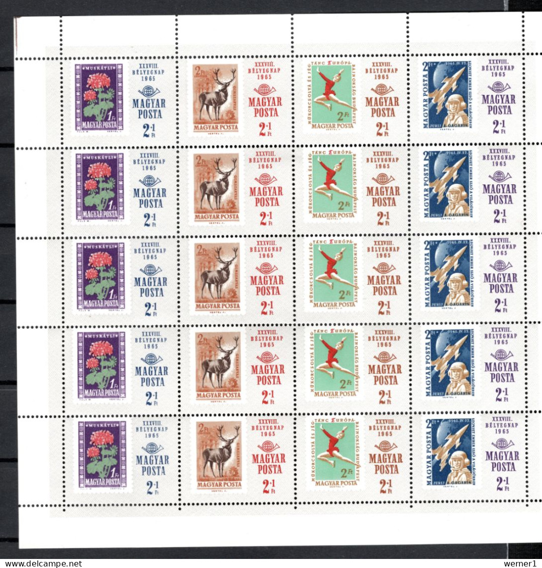 Hungary 1965 Space, Stamp Day, Sport Etc. Sheetlet (folded On Left Side) MNH - Europe