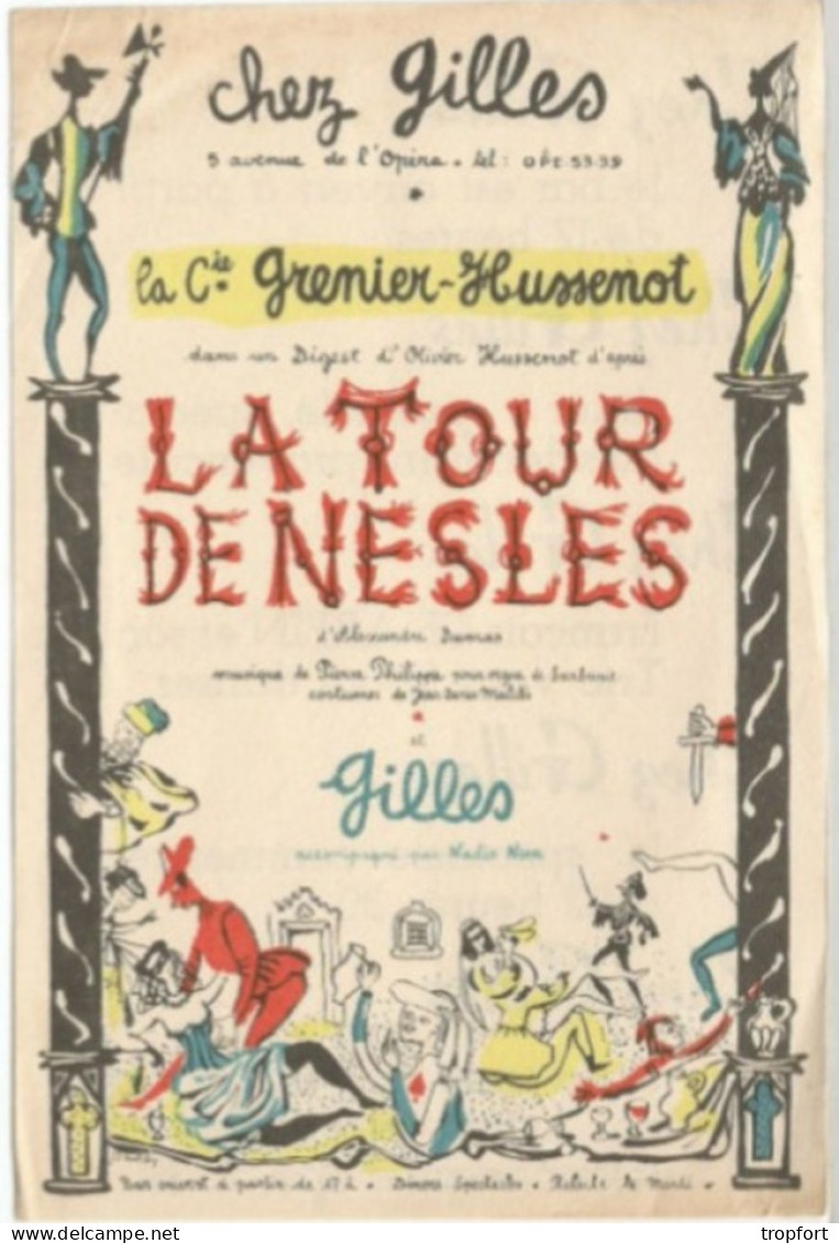 PK / Affichette PUBLICITAIRE CABARET MUSic HALL CHEZ GILLES  Cie GRENIER HUSSENOT // LA TOUR NESLE - Advertising