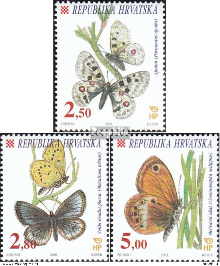 Kroatien 573-575 (kompl.Ausg.) Postfrisch 2001 Einheimische Schmetterlinge - Kroatien