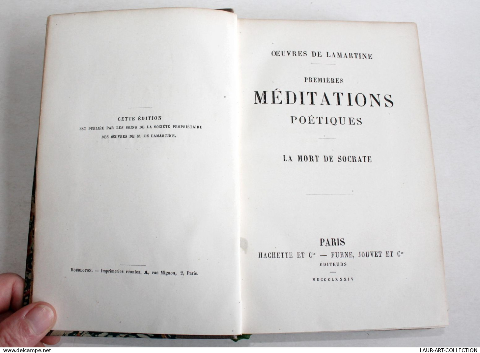 OEUVRES DE LAMARTINE, PREMIERES MEDITATIONS POETIQUES, LA MORT DE SOCRATE 1884 / ANCIEN LIVRE XIXe SIECLE (1803.227) - 1801-1900