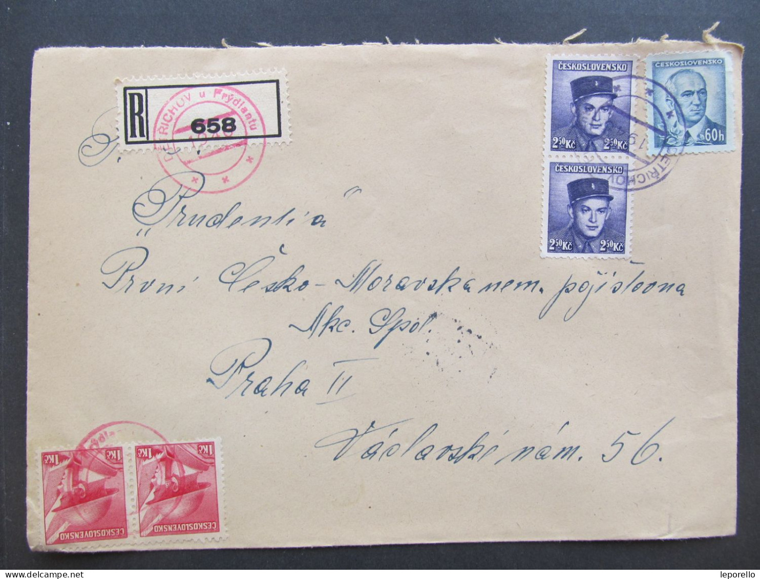 BRIEF Dětřichov Frýdlant - Praha 1946 Provisorium /// P8536 - Cartas & Documentos