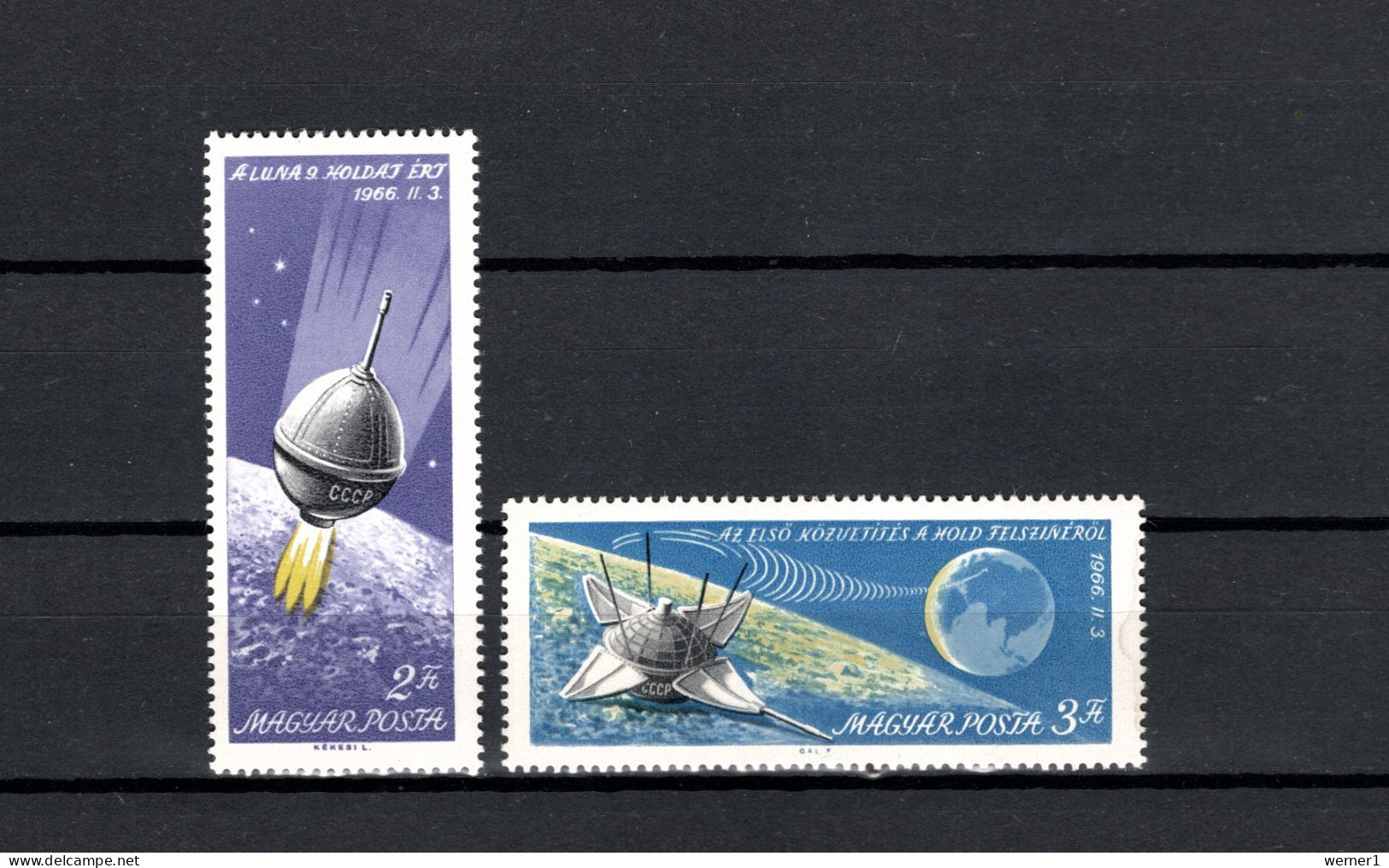 Hungary 1966 Space, Luna 9, Set Of 2 MNH - Europa