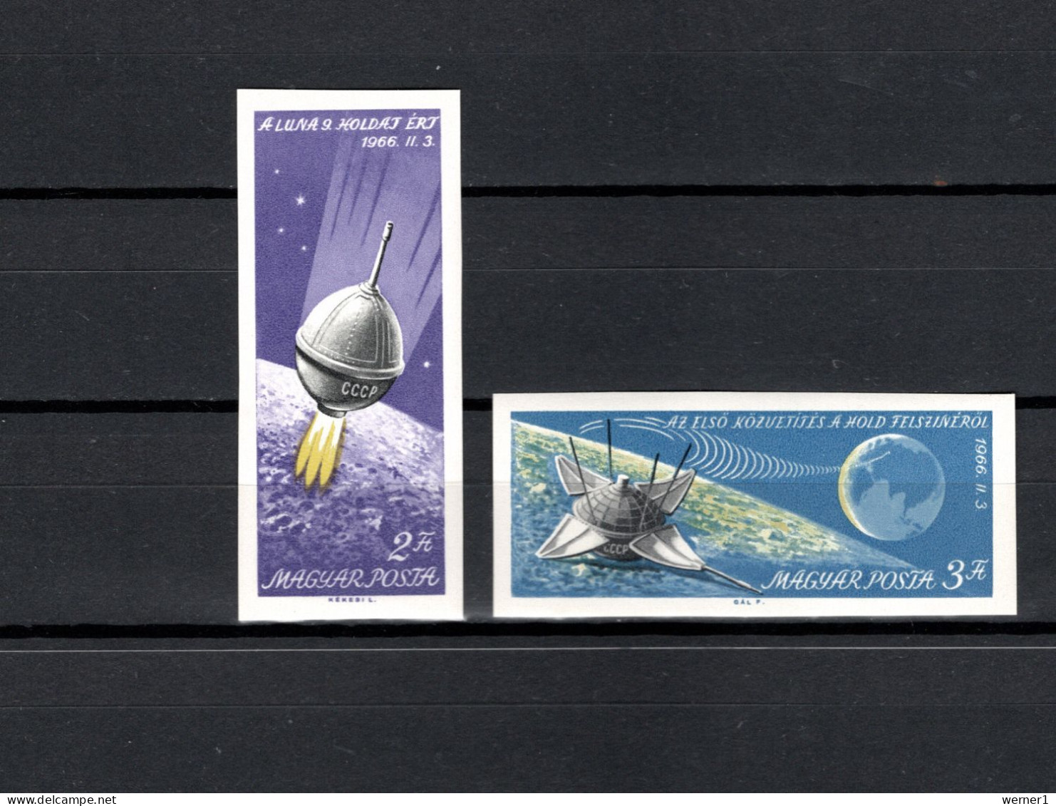 Hungary 1965 Space, Luna 9, Set Of 2 Imperf. MNH -scarce- - Europe