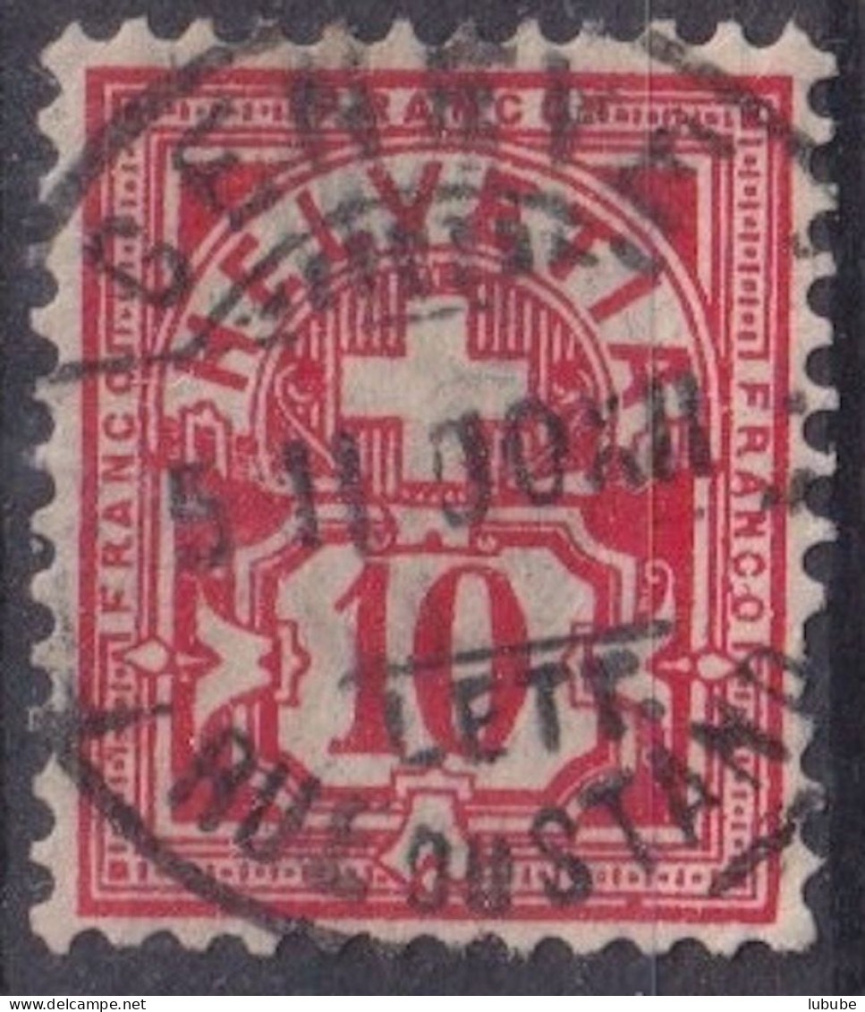 Ziffer 61B, 10 Rp.zinnober  GENEVE RUE DU STAND LETT    1900 - Oblitérés