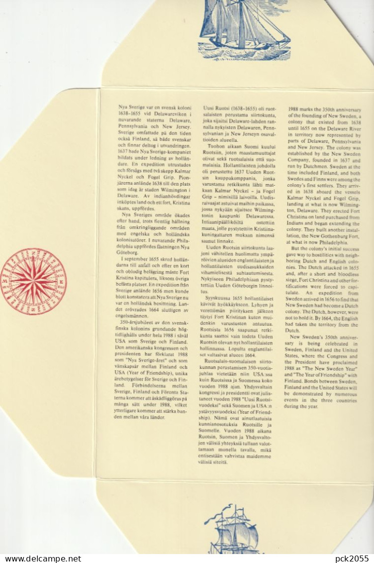 Schweden  1988 Mi-Nr.1473Gemeinschaftsausgabe Finnland Nr.1048, USA Nr.1947  350.Jahrestag Gründung Neu-Schweden(E 345) - Usados