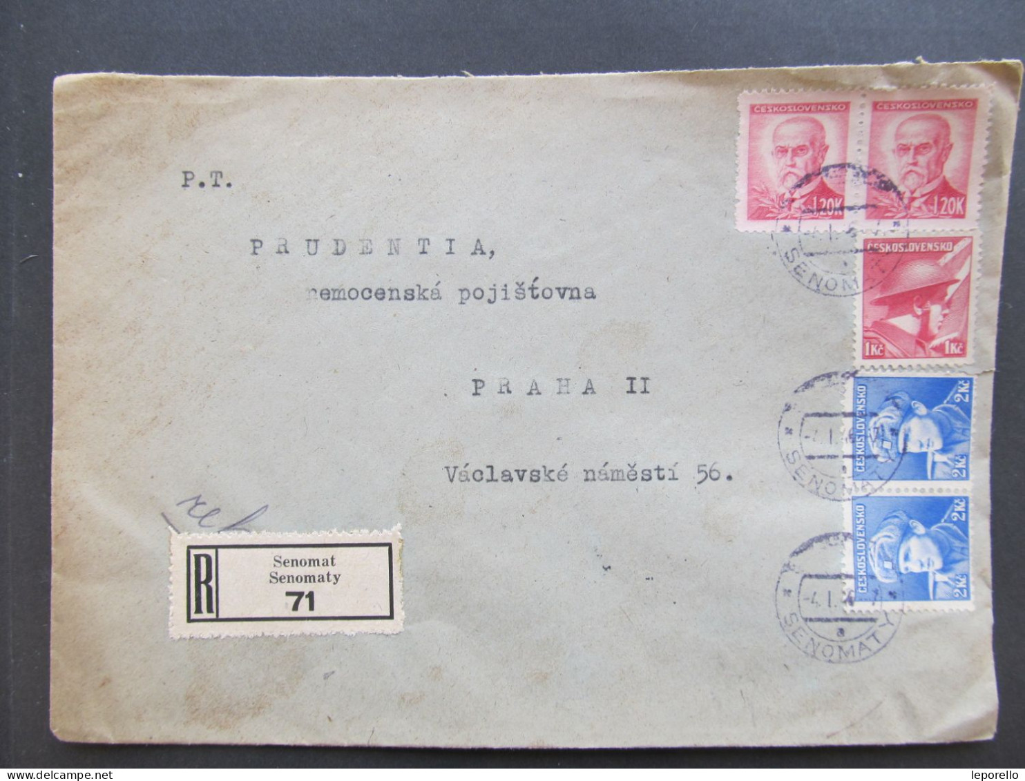 BRIEF Šanov Senomaty Rakovník - Praha 1946 Provisorium /// P8520 - Cartas & Documentos