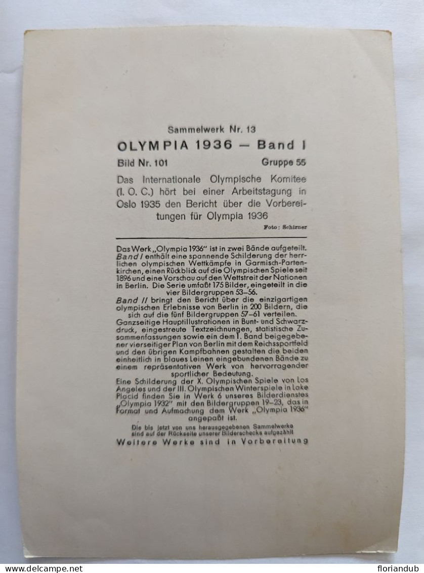 CP - Grand Format Sammelwerk 13 Olympia 1936 Bild 101 Gruppe 55 Comité Olympique - Jeux Olympiques