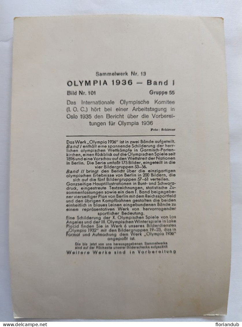 CP - Grand Format Sammelwerk 13 Olympia 1936 Bild 101 Gruppe 55 Comité Olympique - Juegos Olímpicos