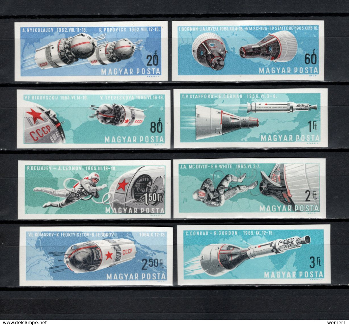 Hungary 1966 Space Flights Set Of 8 Imperf. MNH -scarce- - Europe