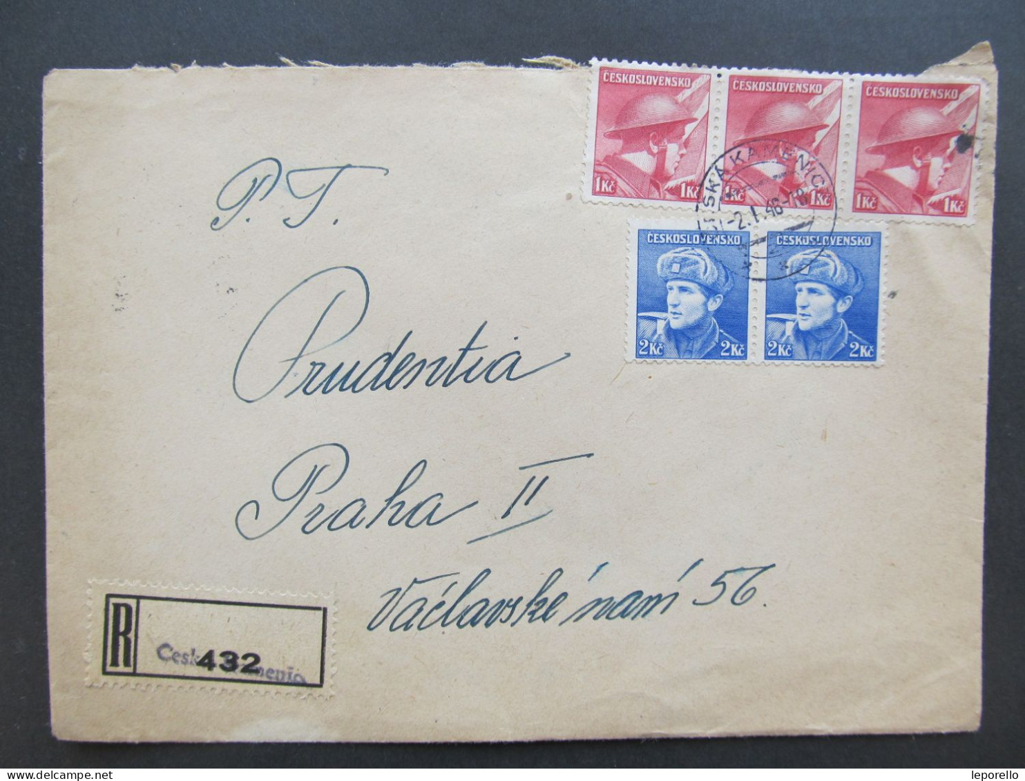 BRIEF  Česká Kamenice - Praha 1946 Provisorium /// P8516 - Cartas & Documentos