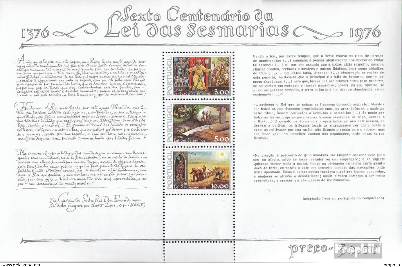 Portugal Block17 (kompl.Ausg.) Postfrisch 1976 600 Jahre Bodenrecht - Blocks & Sheetlets