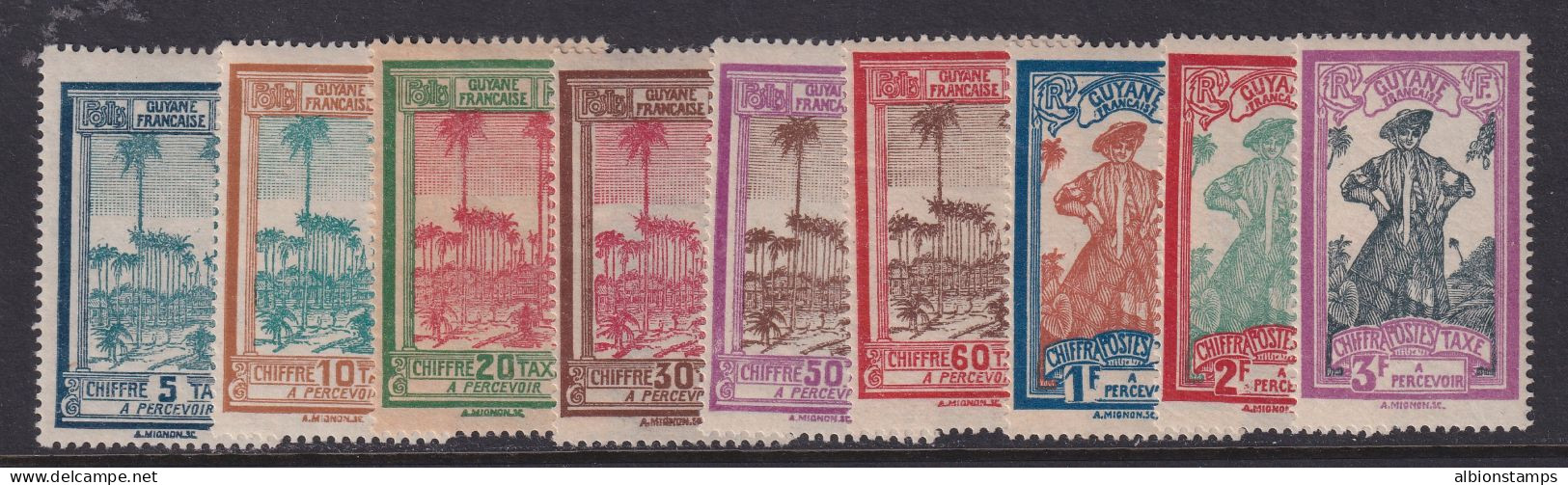 French Guiana, Scott J13-J21 (Yvert TT13-TT21), Mostly MLH - Neufs