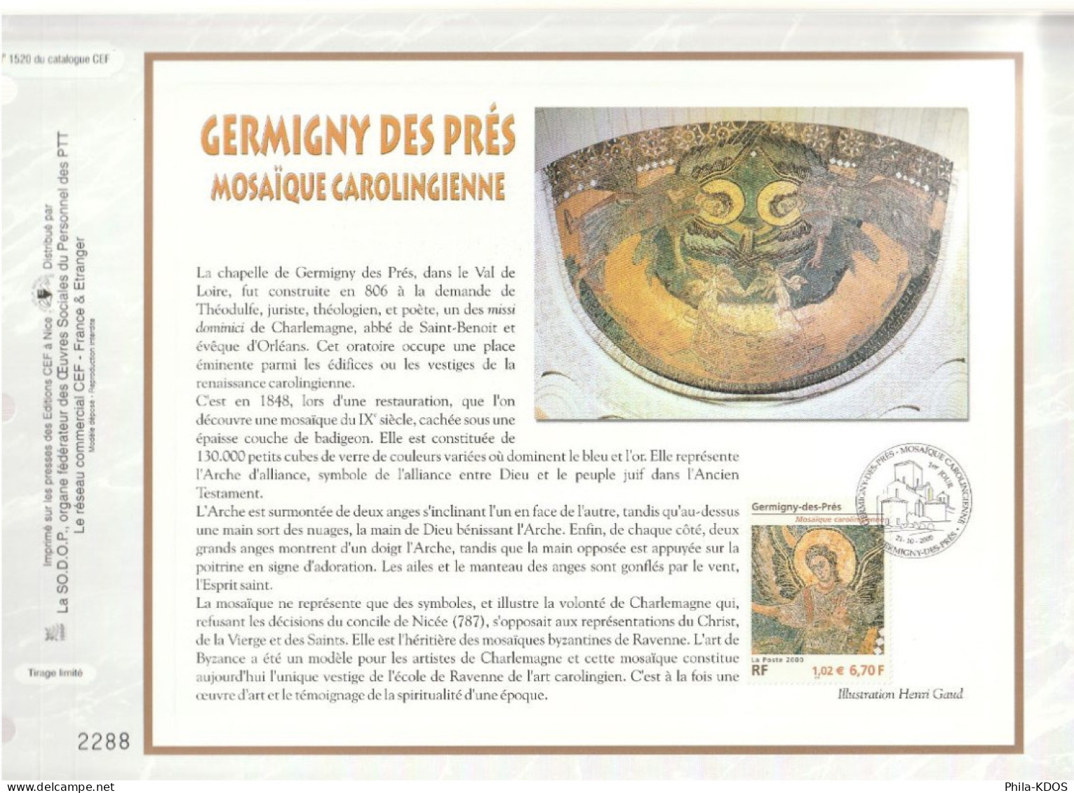 " GERMIGNY DES PRES " Sur Feuillet CEF De 2000. N° 1520. N° YT 3358. Parfait état FDC à Saisir !!! - 2000-2009