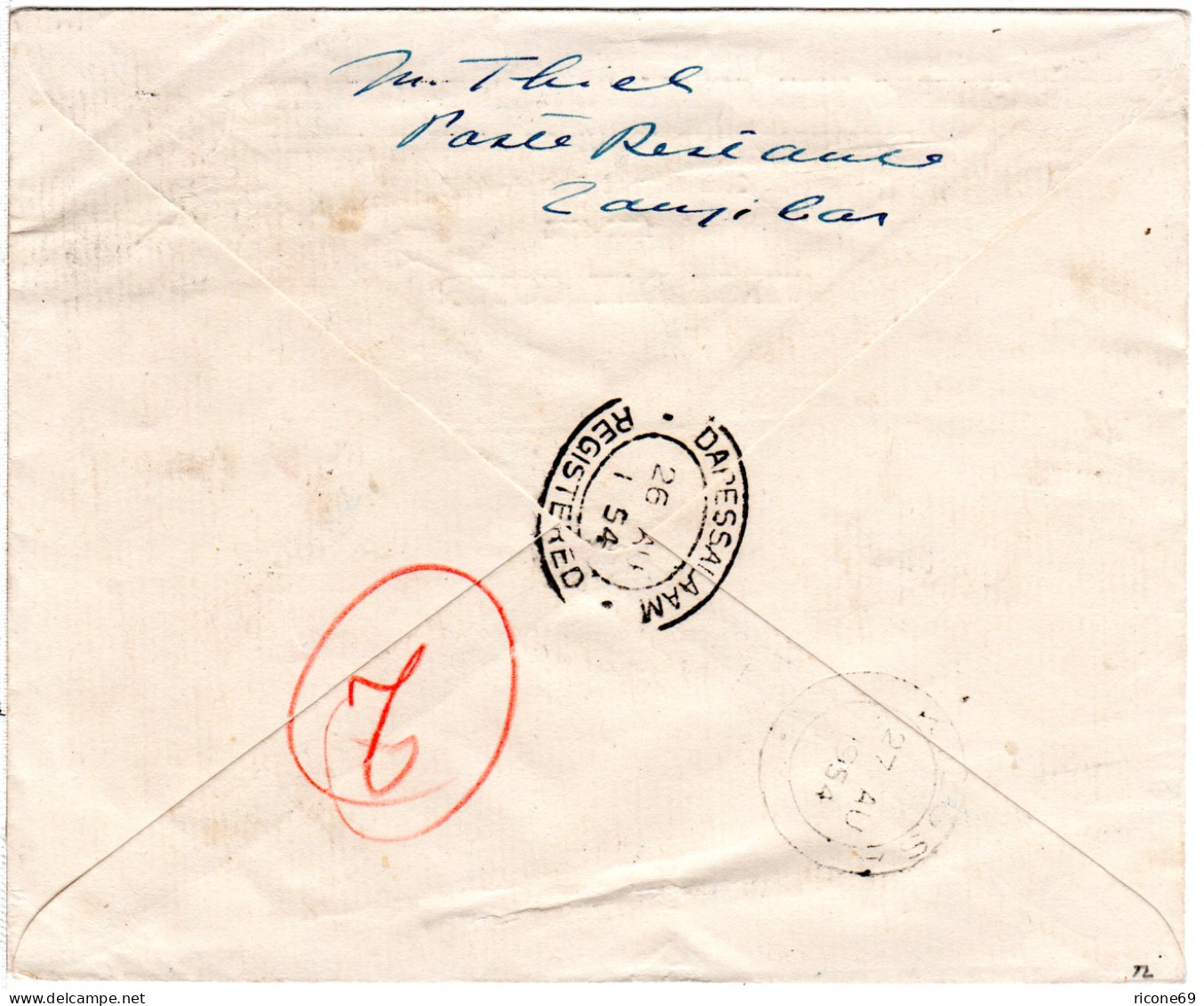 Zanzibar 1954, 5 Marken Sultan's Birthday Auf Reko-FDC N. Tanganiyka - Autres - Afrique