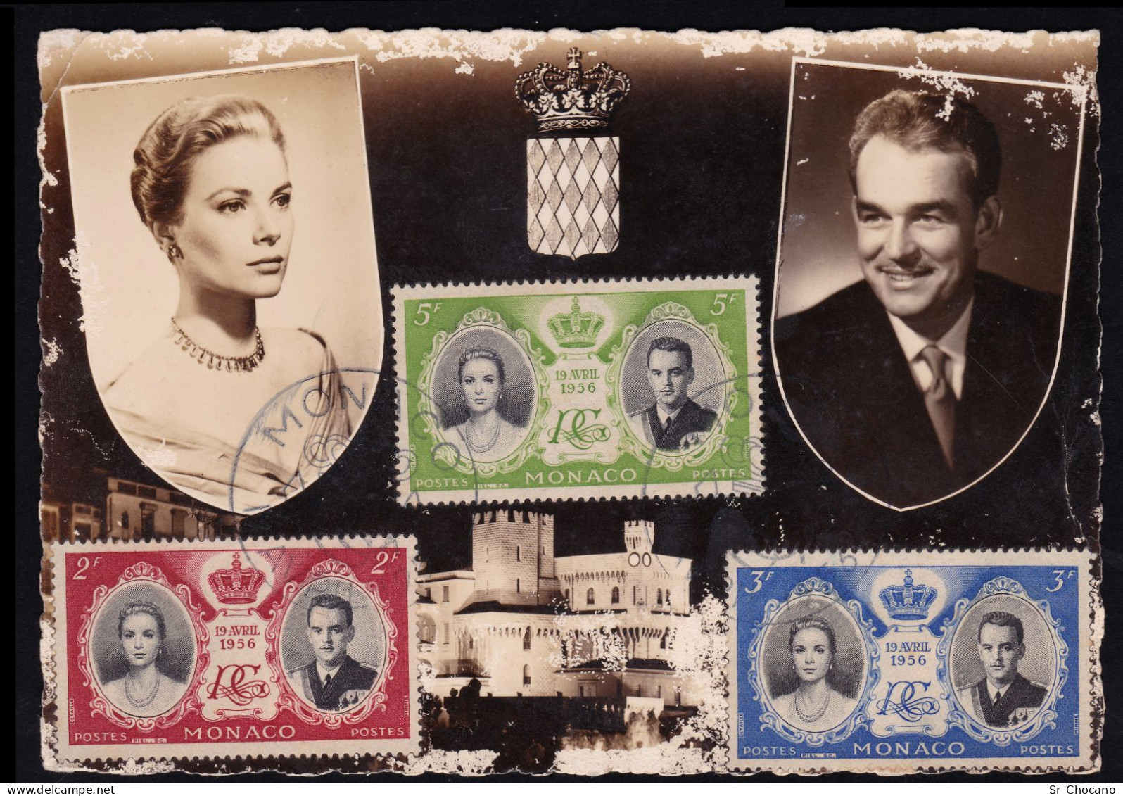 MONACO.POSTCARD.1956.Princess Grace & Prince Rainier .Scott 367-369. - Abarten