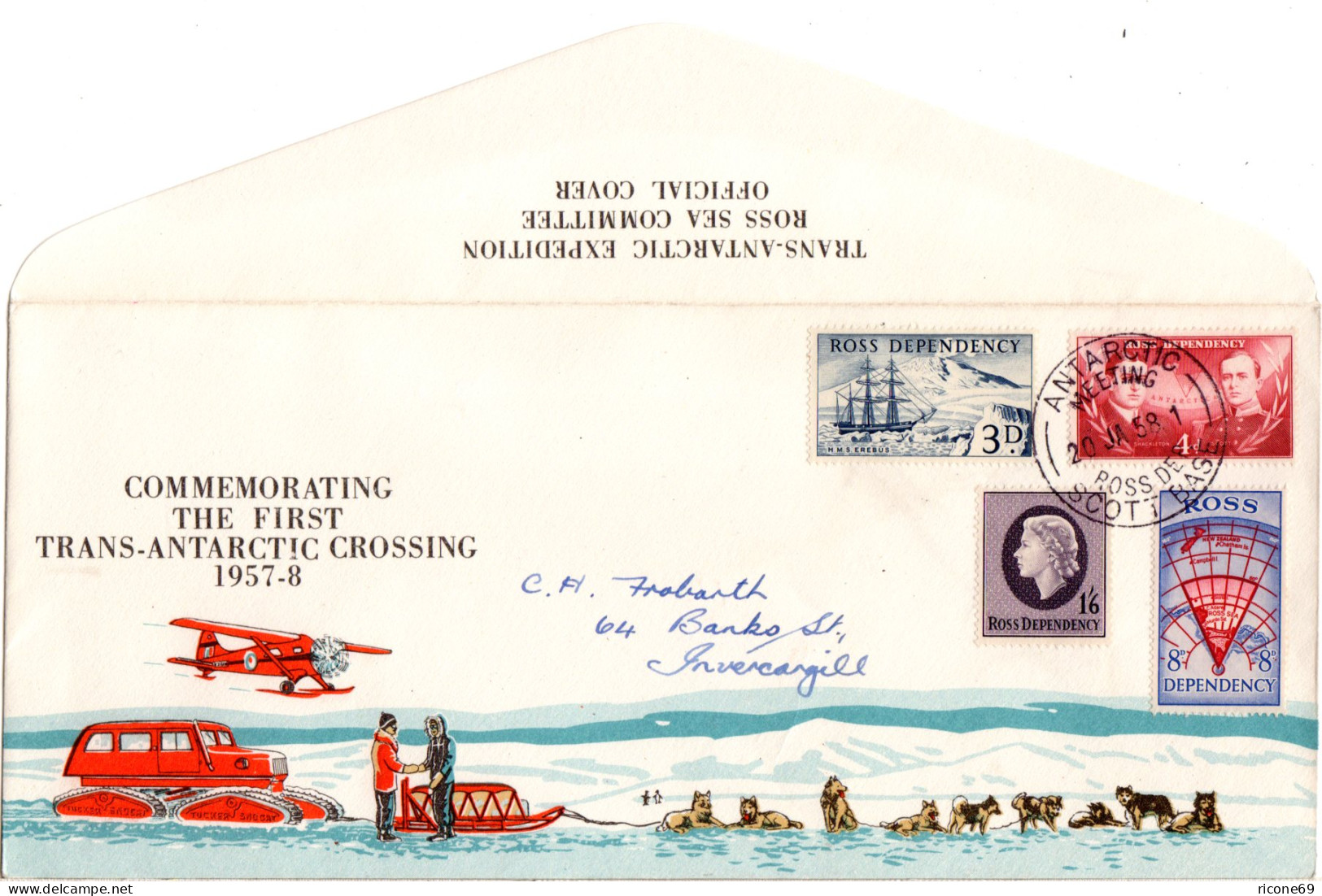 Ross Dependency 1958, Attractive 1st. Transarctic Crossing Commemorating Cover - Other & Unclassified