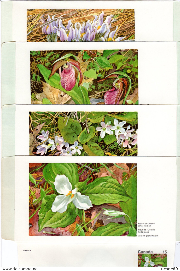 Kanada, Kpl. Serie V. 12 Ungebr. Blumen Aerogrammen (46-57, Postage/Postes) - Postal History