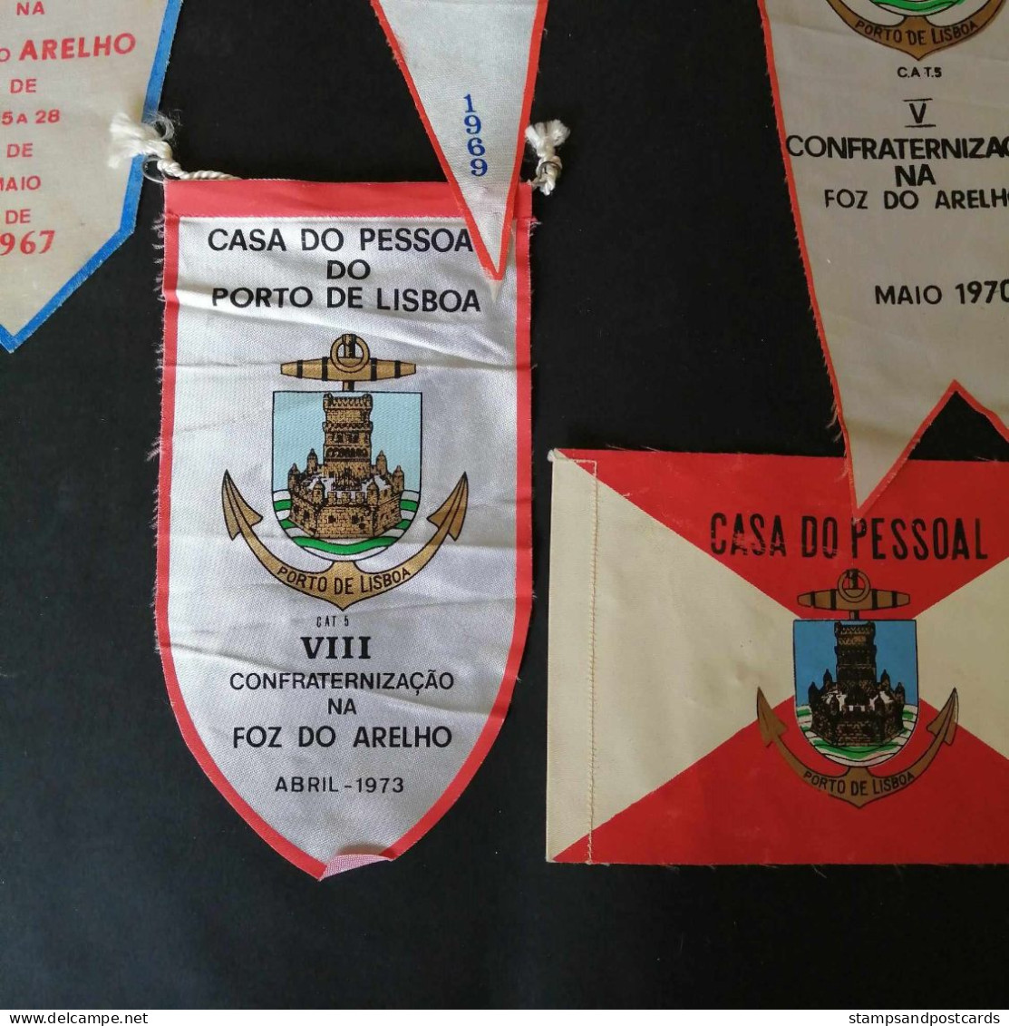 Portugal 7 Bandeirolas Casa Do Pessoal Porto De Lisboa 1967 - 1974 Port De Lisbonne 7 Fanion Lisbon Port 7 Pennant - Altri & Non Classificati